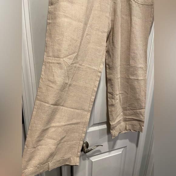 NWT Coldwater Creek Size 16P Flax 100% Linen Pull On Straight Leg Pants Beachy - Picture 2 of 13
